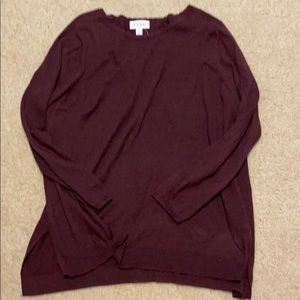Maroon tunic sweater with bow and lace back detail